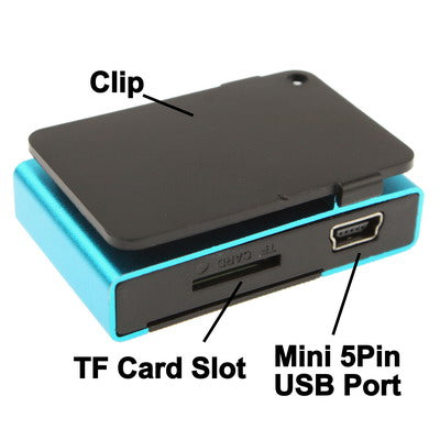 TF (Micro SD) Card Slot MP3 Player with Clip (Baby Blue)