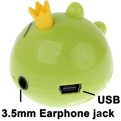 Angry Birds Green Pig Style TF (Micro SD) Card Slot Mini MP3 Player