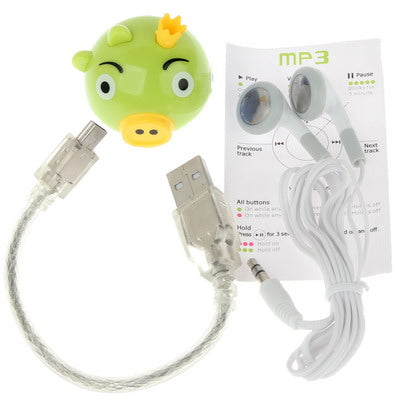 Angry Birds Green Pig Style TF (Micro SD) Card Slot Mini MP3 Player