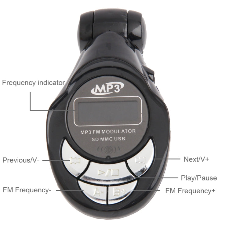 In Car 4 in 1 (SD Card) / USB MP3 Wireless FM Modulator Transmitter with LCD Display(Black)