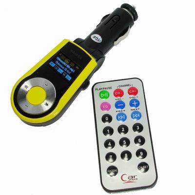 Car MP3 with Fm Transmitter, Remote,and support USB Flash Disk,SD Card(Yellow)