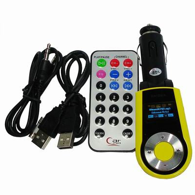 Car MP3 with Fm Transmitter, Remote,and support USB Flash Disk,SD Card(Yellow)