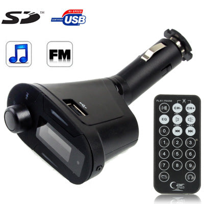 Car MP3 WMA USB SD/MMC Player Wireless FM Transmitter + Remote Control(Black)