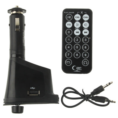 Car MP3 WMA USB SD/MMC Player Wireless FM Transmitter + Remote Control(Black)