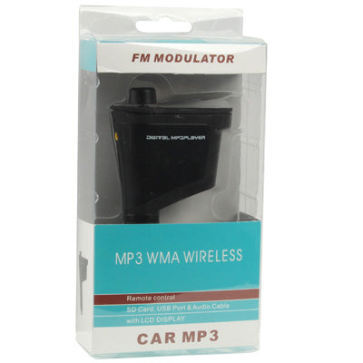Car MP3 WMA USB SD/MMC Player Wireless FM Transmitter + Remote Control(Black)