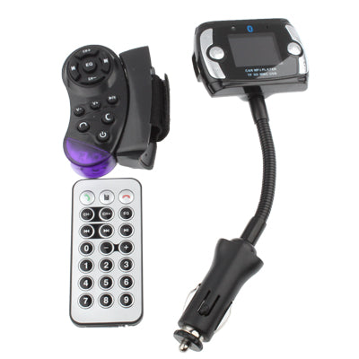 Car Bluetooth Handfree MP3 Player FM Transmitter with Steering Wheel Remote, Support USB Flash Disk & SD / MMC/ TF Card(Black)