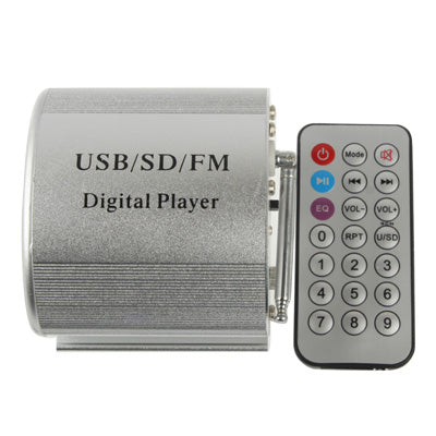 Aluminum Alloy Digital MP3 Player with Remote Control, FM Radio, Support SD Card / USB Flash Disk(Silver)