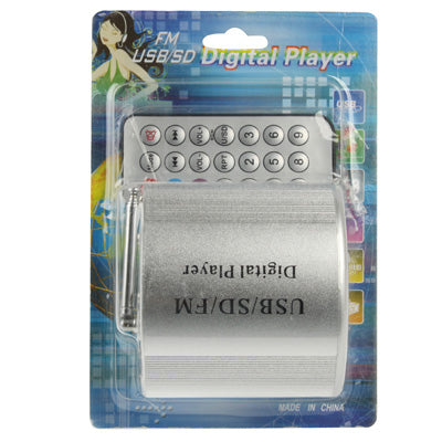 Aluminum Alloy Digital MP3 Player with Remote Control, FM Radio, Support SD Card / USB Flash Disk(Silver)