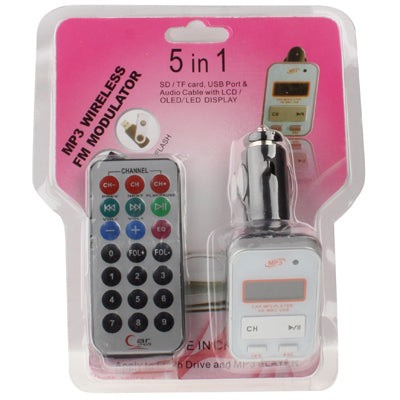 Car MP3 FM Transmitter, Supports USB Flash Disk & SD Card(Silver)