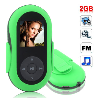 1.5 inch TFT Screen 2GB MP4 Player with Belt Clip, Support FM Radio, E-Book, Record(Green)