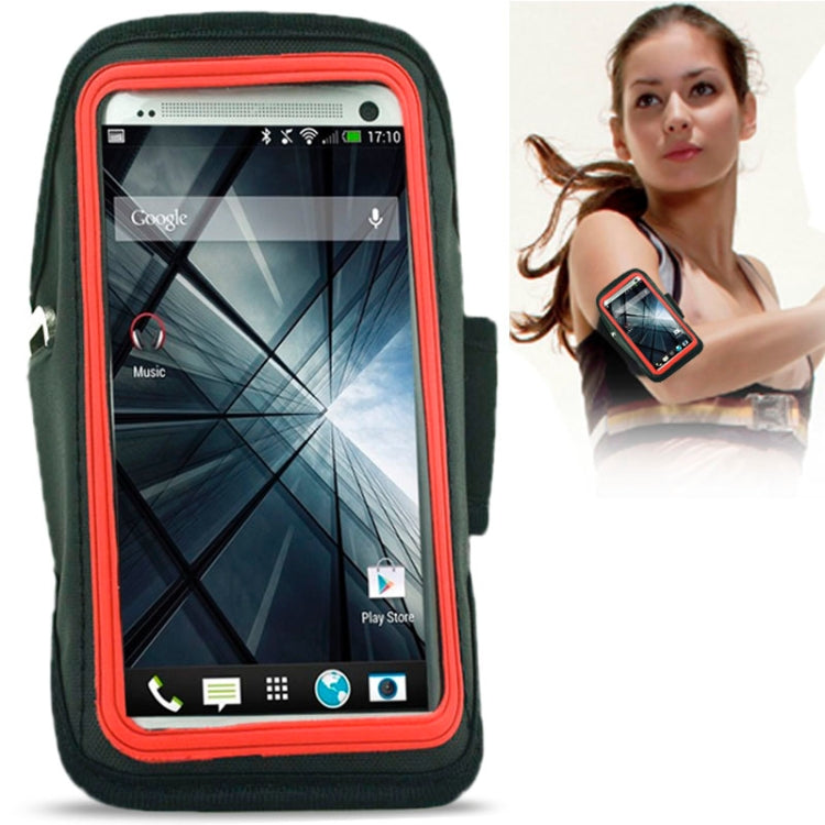 Sport Armband Case with Earphone Hole & Key Pocket for Galaxy S5 / G900 / HTC One / M7(Red)