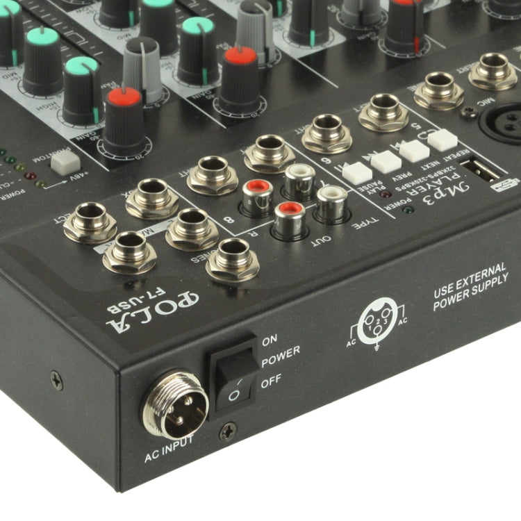 7 Channels Professional Mixing Console and Aux Paths Plus Effects Processor