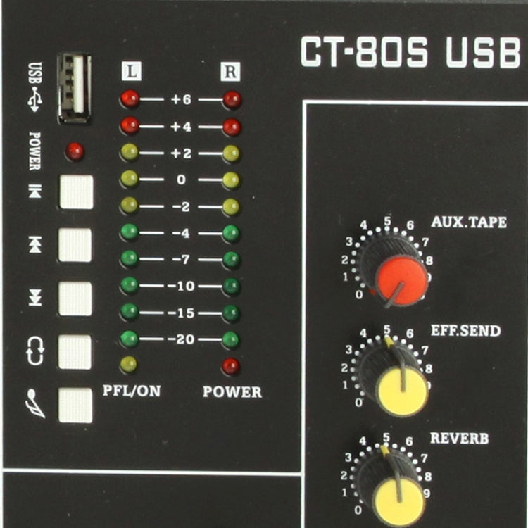 8 Channels Professional Mixing Console and Aux Paths Plus Effects Processor