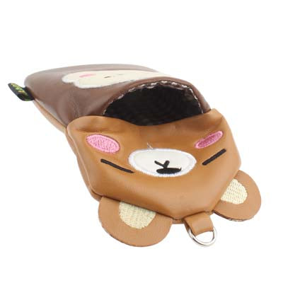 135x65mm Bear Head & Monkey Bottom Soft Leather Pouch Bag for Mobile Phone