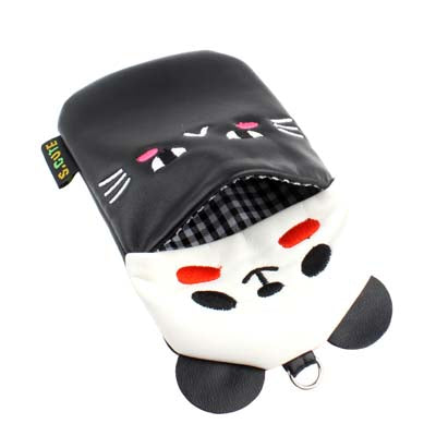 135x65mm Panda Head & Cat Bottom Soft Leather Pouch Bag for Mobile Phone