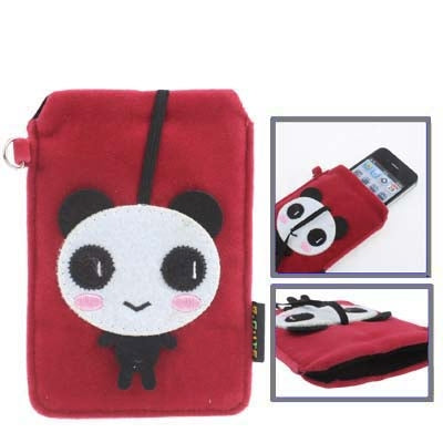 125x75mm Panda Style Soft Fabric Pouch Bag for Mobile Phone (Rosy)