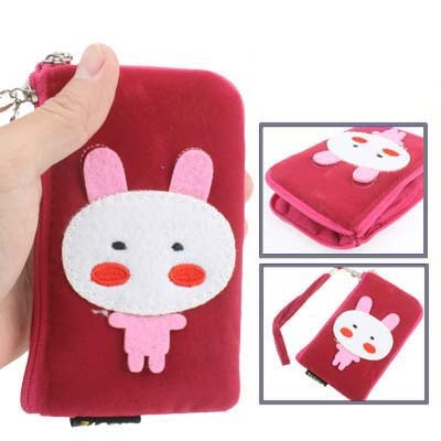 125x70mm Rabbit Style Soft Fabric Pouch Bag for Mobile Phone (Rosy)