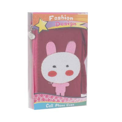 125x70mm Rabbit Style Soft Fabric Pouch Bag for Mobile Phone (Rosy)