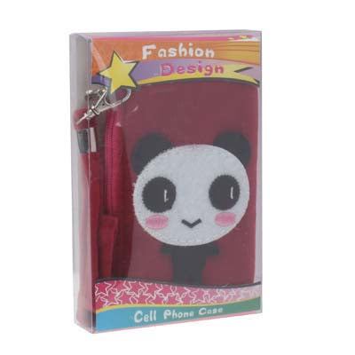 125x70mm Panda Style Soft Fabric Pouch Bag for Mobile Phone (Rosy)