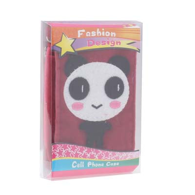 120x60mm Panda Style Soft Fabric Carry Bag with Neck Strap for Mobile Phone (Rosy)