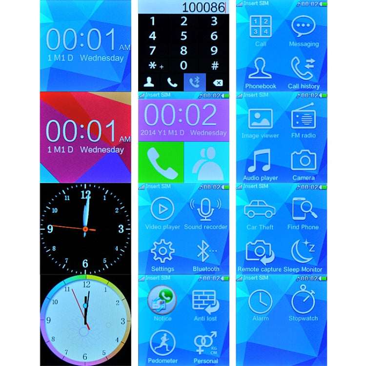 CL-W216 Upro3 GSM Smart Watch Phone, Pedometer / Sleep Monitor / Remote Capture / Bluetooth / FM Radio, Network: 2G(Black)