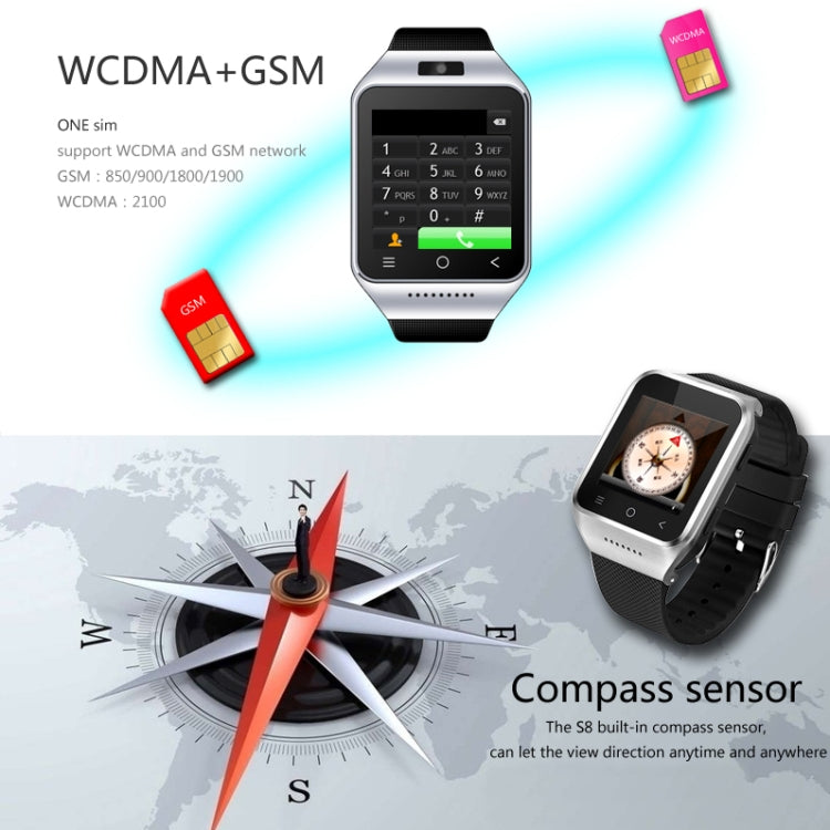 ZGPAX S8 Smart Watch Phone, 512MB+4GB, Built-in 8GB TF Card, Android 4.4.2, MTK6572 Dual Core 1.2GHz, WiFi, Bluetooth, GPS, Network: 3G(Silver)