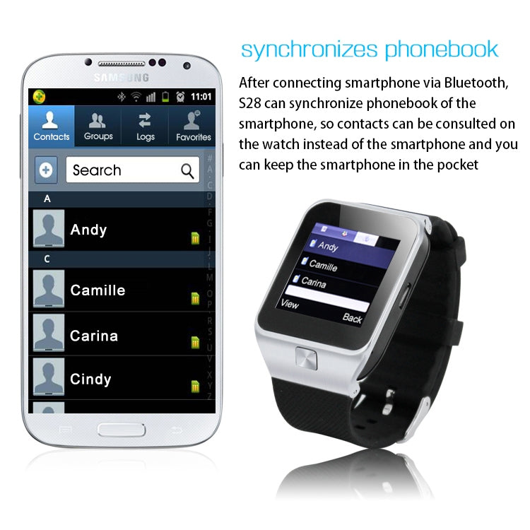 ZGPAX S28 GSM Smart Watch Phone, Pedometer / Sleep Monitor / Looking Phone / Anti-lost / Bluetooth / FM, Network: 2G
