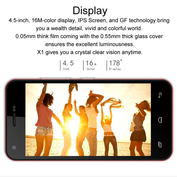 Iocean X1 8GB, Network: 3G, 4.5 Inch Android 4.4 MTK6582M Quad Core 1.3GHz, RAM: 1GB(White)