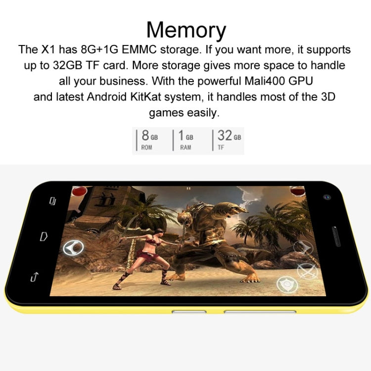 Iocean X1 8GB, Network: 3G, 4.5 Inch Android 4.4 MTK6582M Quad Core 1.3GHz, RAM: 1GB(White)