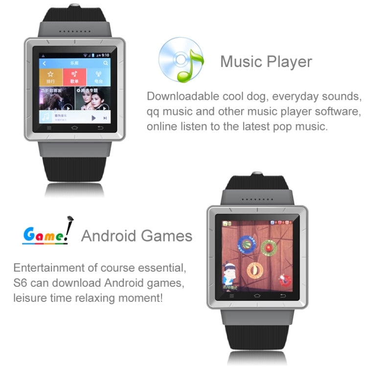 ZGPAX S6 3G Smart Watch Phone, Handwriting Android 4.04, MTK6577 Dual Core 1.0GHz, ROM: 4GB, WiFi / Bluetooth / GPS