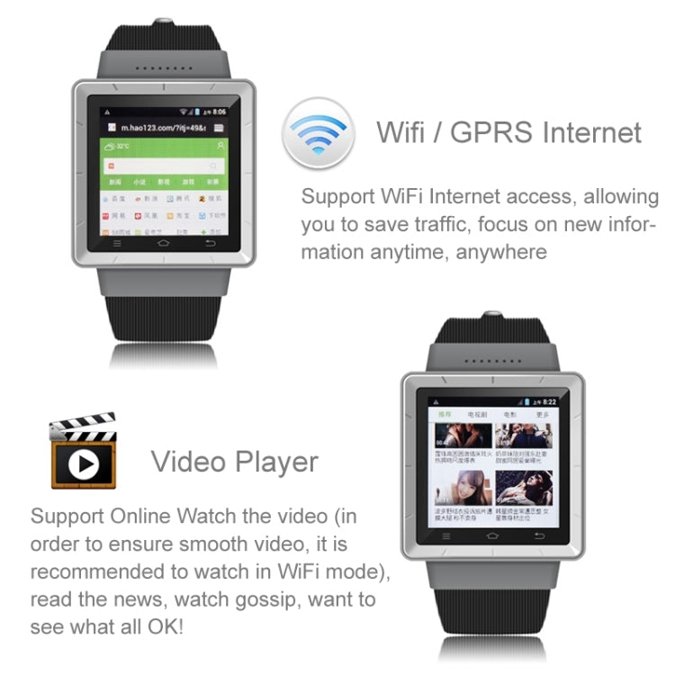 ZGPAX S6 3G Smart Watch Phone, Handwriting Android 4.04, MTK6577 Dual Core 1.0GHz, ROM: 4GB, WiFi / Bluetooth / GPS