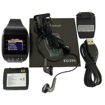 EG200 GSM Watch Mobile Phone, Bluetooth / FM / Camera, Single SIM Card, Network: GSM850/ 900 / 1800/ 1900MHz(Black)