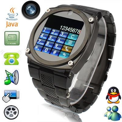 TW818 GSM Watch Phone, Stainless Steel / Bluetooth / JAVA / Camera, Single SIM, Network: 2G