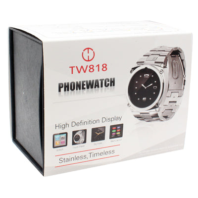 TW818 GSM Watch Phone, Stainless Steel / Bluetooth / JAVA / Camera, Single SIM, Network: 2G