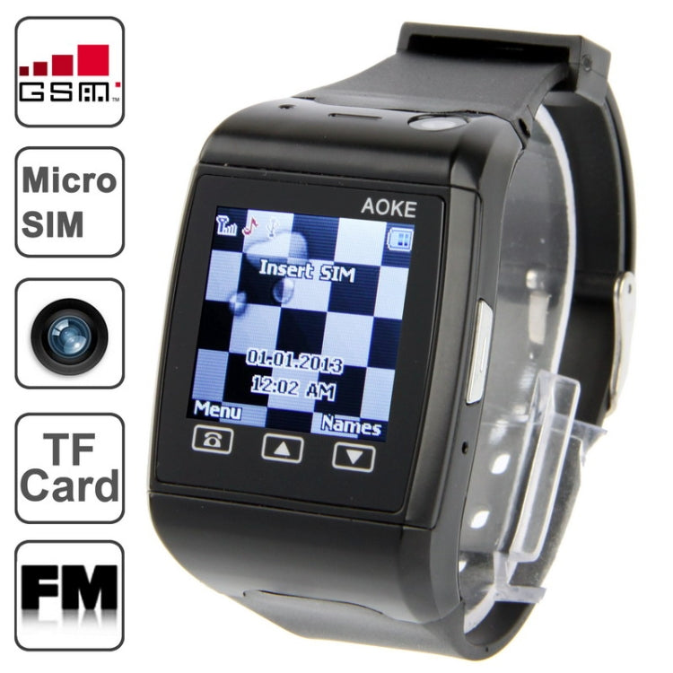 AOKE AK13 GSM Smart Watch Phone, FM / Bluetooth / Camera,