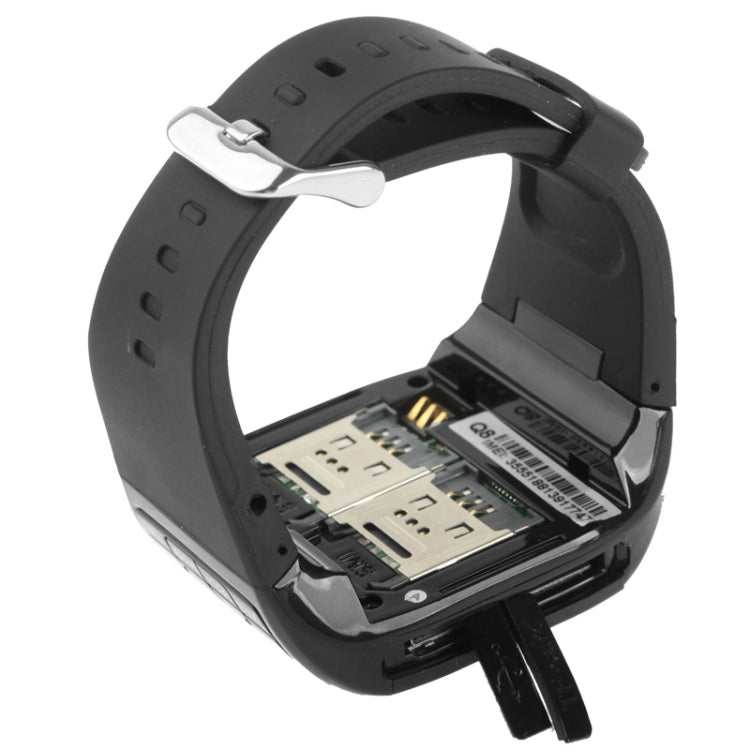 Q8 Smart Watch Phone, Silica Gel Belt Design, Bluetooth / FM Radio, Dual SIM, Network: 2G(Black)