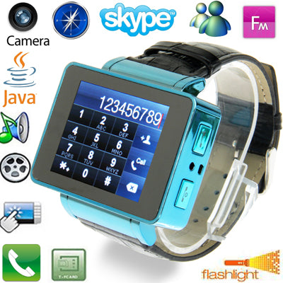 I8 GSM Smart Watch Phone, JAVA / Compass / Torch / Bluetooth / FM, Single SIM, Network: 2G