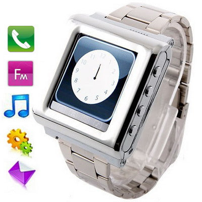 AK812 Watch Mobile Phone , AK812 , Stainless Wteel Watchband Watch Mobile Phone , QQ / Bluetooth 1.5 inch Touch Screen Phone , Single SIM Card, Network Frequency: 900/1800/1900MHZ(Silver)