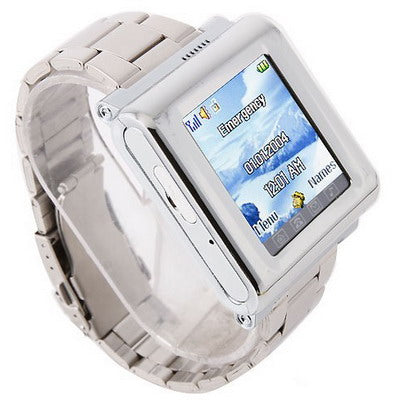 AK812 Watch Mobile Phone , AK812 , Stainless Wteel Watchband Watch Mobile Phone , QQ / Bluetooth 1.5 inch Touch Screen Phone , Single SIM Card, Network Frequency: 900/1800/1900MHZ(Silver)