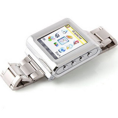 AK812 Watch Mobile Phone , AK812 , Stainless Wteel Watchband Watch Mobile Phone , QQ / Bluetooth 1.5 inch Touch Screen Phone , Single SIM Card, Network Frequency: 900/1800/1900MHZ(Silver)