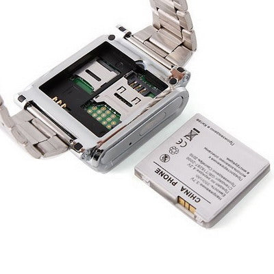 AK812 Watch Mobile Phone , AK812 , Stainless Wteel Watchband Watch Mobile Phone , QQ / Bluetooth 1.5 inch Touch Screen Phone , Single SIM Card, Network Frequency: 900/1800/1900MHZ(Silver)