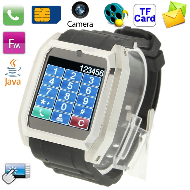 TW-206 GSM Smart Watch Phone, Java / Bluetooth / FM Radio / Camera, Single SIM, Network: 2G(Black)