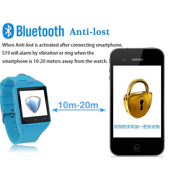 ZGPAX S19 GSM Smart Watch Phone, MTK6260A, Bluetooth Only Compatible with Android Phones, Pedometer / 2.0MP Camera / FM Radio(Black)