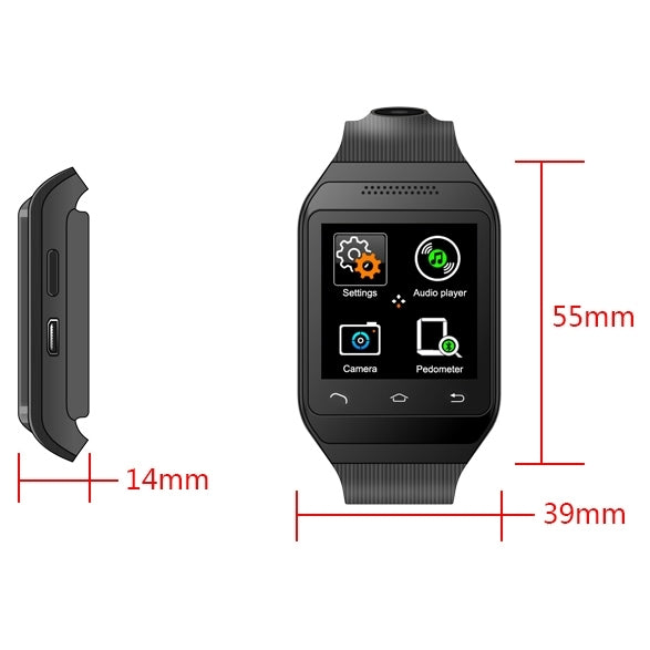 ZGPAX S19 GSM Smart Watch Phone, MTK6260A, Bluetooth Only Compatible with Android Phones, Pedometer / 2.0MP Camera / FM Radio(Black)