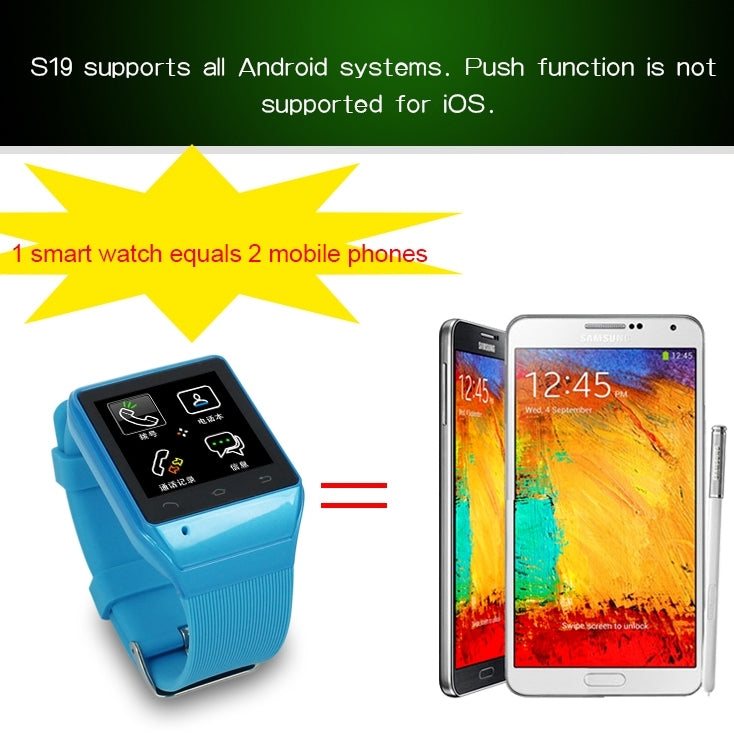 ZGPAX S19 GSM Smart Watch Phone, MTK6260A, Bluetooth Only Compatible with Android Phones, Pedometer / 2.0MP Camera / FM Radio(Black)