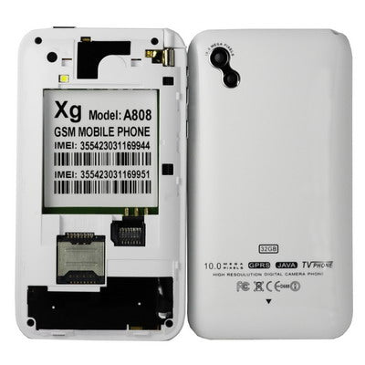 A808, Dual Sim cards Dual standby, Dual Camera, Dual IMEI, Bluetooth FM function Wifi & JAVA TV Touch Mobile Phone, Slip-operation can change the menu (6 pages of menus), Quad band, Network: GSM850/ 900 / 1800/ 1900MHZ