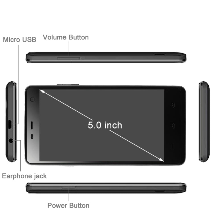 THL Ultrathin 4400 4GB, Network: 3G, 5.0 inch MTK6582 Quad Core 1.3GHz, RAM: 1GB(Black)
