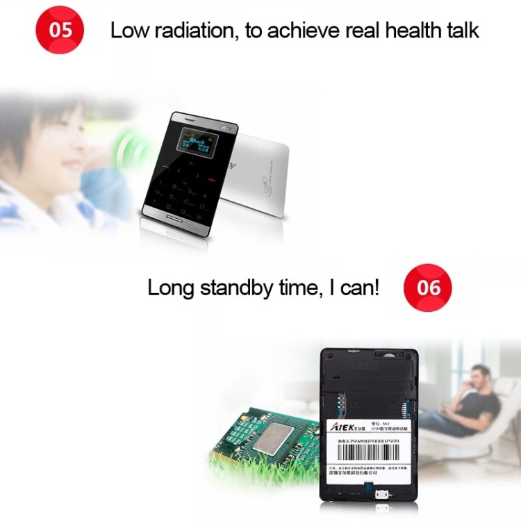 AIEK M3 GSM Mini Mobile Phone, Ultrathin Touch Keyboard GPRS Positioning, Single SIM, Network: 2G