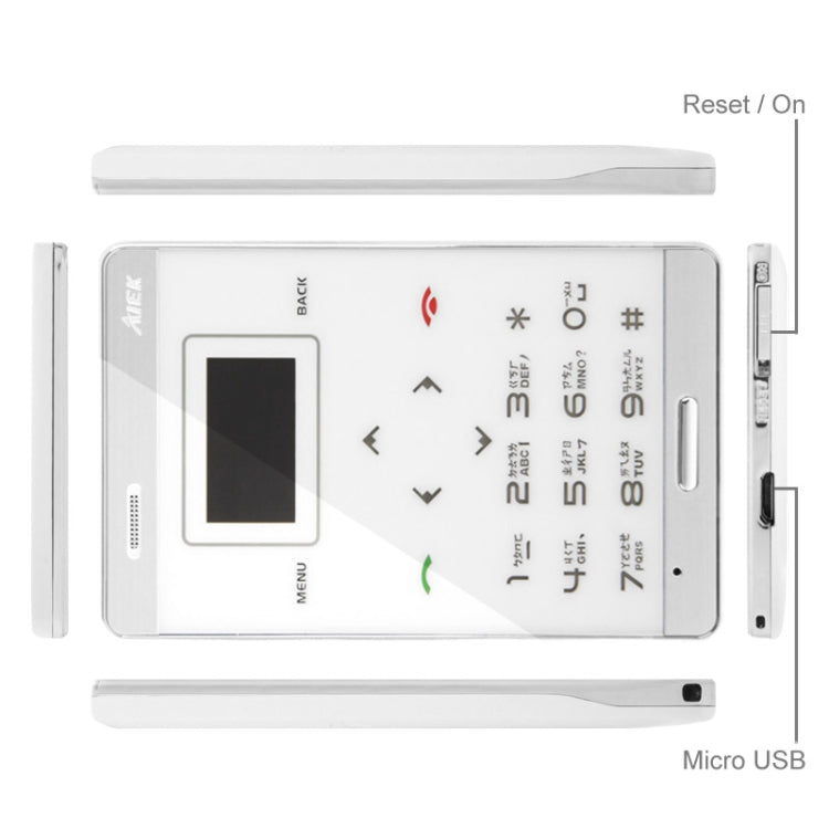 AIEK M3 GSM Mini Mobile Phone, Ultrathin Touch Keyboard GPRS Positioning, Single SIM, Network: 2G