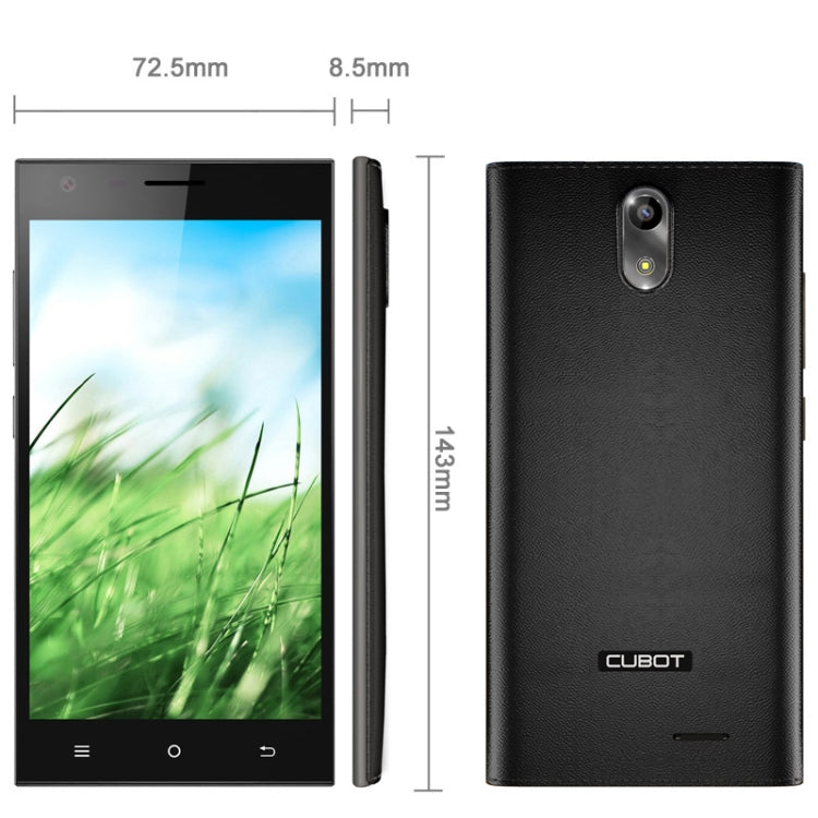 Cubot S308 16GB, Network: 3G, 5.0 inch Android 4.2, MT6582A Quad Core 1.3GHz, RAM: 2GB, Dual SIM(Black)